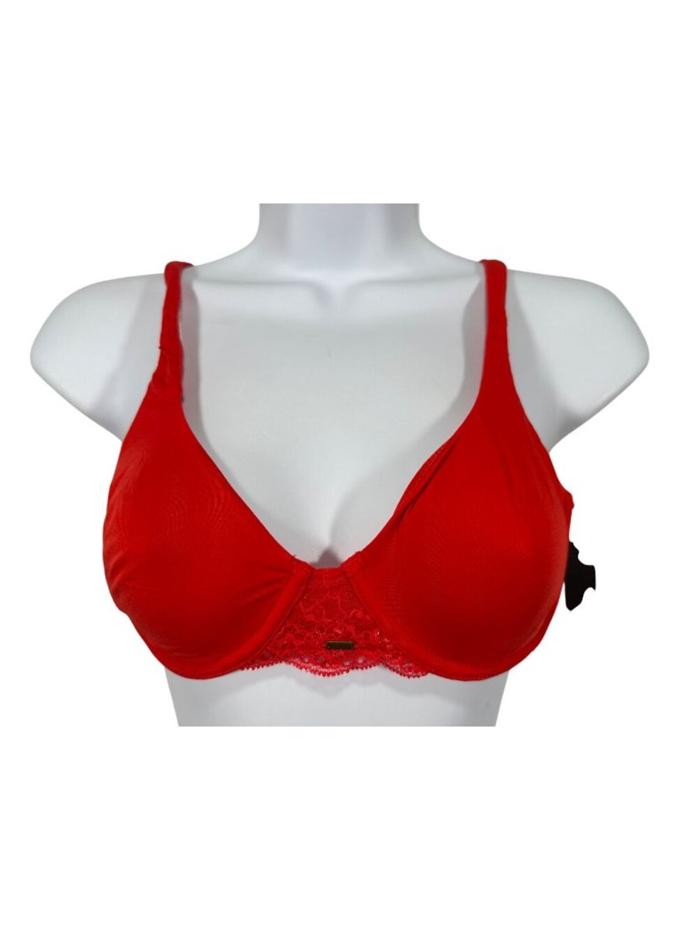 BeMe Womens Demi Bra 34B Red Lace Adjustable Straps Nylon Blend New With Tags